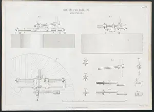 Dressing Prints: VICTORIAN ENGINEERING DRAWING Machine for dressing millstones 1847 old print