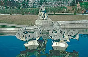 Water Fountain Prints: Vienna Austria Belvedere Palace Water Fountain Statue in Garden Europe