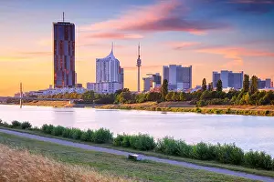 Vienna. Cityscape image of contemporary district of Vienna capital city of Austria during sunset