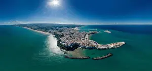 Alberobello Prints: Vieste Apulia City Sea Coastline blue in Italy Drone 360 vr