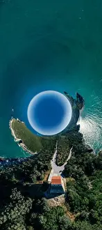Alberobello Prints: Vieste Apulia City Sea Coastline blue in Italy Drone 360 vr
