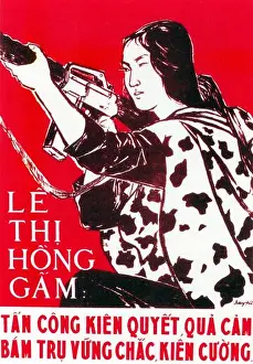 Communist Prints: Vietnam: She made a determined attack on enemy positions