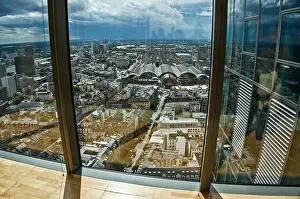 Frankfurt Prints: View from the 36th floor of the Gallileo skyscraper of Commerzbank on the station district of Frankfurt