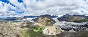 Pano Prints: View from above, aerial shot, stunning panoramic view of the Svínafellsjökull glacier