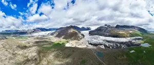 Pano Prints: View from above, aerial shot, stunning panoramic view of the Svínafellsjökull glacier