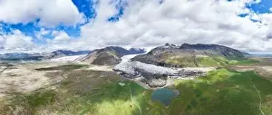 Pano Prints: View from above, aerial shot, stunning panoramic view of the Svínafellsjökull glacier