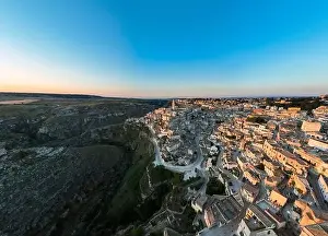 Ancient Town Prints: View from above, stunning aerial view of the Matera's skyline during a beautiful sunrise