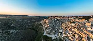 Ancient Town Prints: View from above, stunning aerial view of the Matera's skyline during a beautiful sunrise