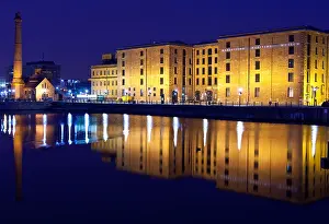 Merseyside Prints: View of Albert Dock from the Pier Head in Liverpool