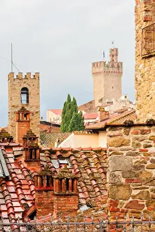 Building House Prints: View of Arezzo medieval historic center characteristic roofs tiles