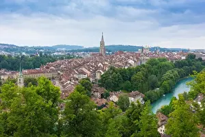 Bern Prints: View on Bern old town with Aare loop, Bern, Canton Bern, Switzerland