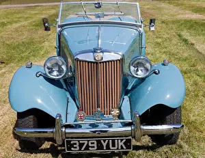 1953 Prints: Front view of a Blue, 1953, MG TD Midget, on display at the 2023 Deal Classic Car Show
