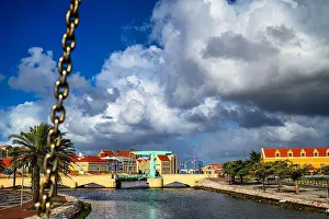 Caribbean Island Prints: A view of a bridge in Willemstad on Curacao
