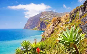 View at Cabo Girao (580 m highest) cliff - Camara de Lobos, Madeira Island, Portugal
