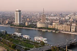Cairo Prints: View at Cairo and Bridge of 6. October over Nile, Cairo, Egypt