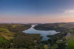 Castletownshend Prints: View of Castlehaven Bay and Rineen Woods in West Cork in warm evening light