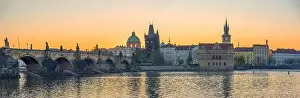 Czech Republic Prints: View of Charles Bridge over the Vltava River