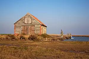 Tidal Prints: A view of the Coal Barn by the old harbour on the North Norfolk coast at Thornham