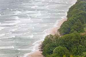 Skane Prints: View of coastline with waves and trees
