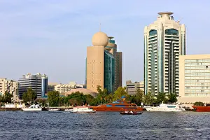 Emirates Prints: View across the Creek towards Deira, Dubai, United Arab Emirates
