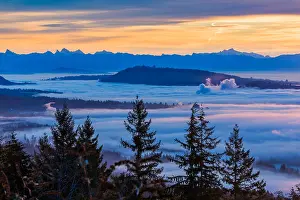 Temperature Inversion Prints: View from Cypress Mountain lookout of temperature inversion over Vancouver