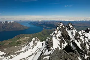 Mountainous Prints: View of Double Cone, Lake Wakatipu & Queenstown from Single Cone in The Remarkables