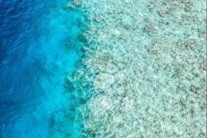 Images Dated 3rd August 2019: Top view from drone at ocean, azure water and relax blue sea. Vacation and adventure