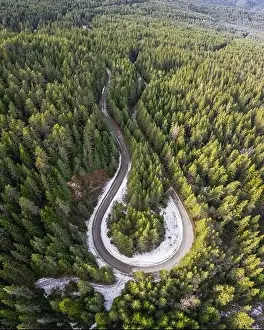 High Mountains Prints: View from drone to road in mountain