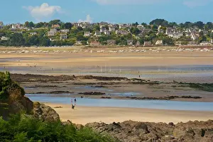 Tribaleye Prints: View across expansive sandy beach in Locquirec at low tide, Brittany, France