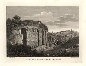 Della Prints: View of the exterior of the Baths of Titus