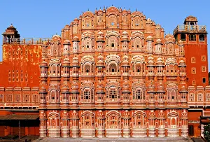 Old Palace Prints: Front view of famous Winds Palace, Jaipur, Rajasthan, India