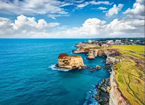 Splendid Prints: View from flying drone. Aerial spring view of popular tourist attraction - Torre Sant'Andrea