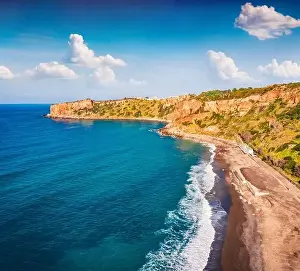 Sublime Prints: View from flying drone. Amazing spring view of Torre Conca beach