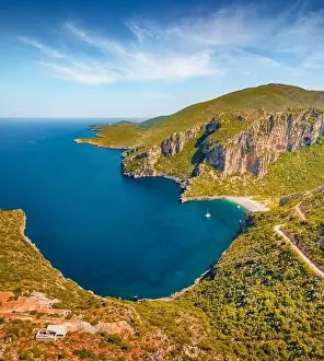 Myrtoan Prints: View from flying drone of Damos Beach