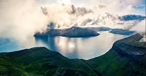 View from flying drone. Dramatic morning view of popular tourist destination - Sornfelli
