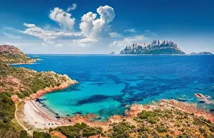 View from flying drone. Incredible spring view of Spiaggia del dottore beach
