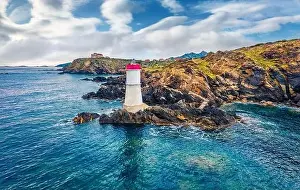 Ferro Prints: View from flying drone. Marvelous morning view of di Capo Ferro Lighthose