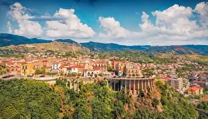 Green Forest Prints: View from flying drone of San Lucido - town and comune in the province of Cosenza in the Calabria region