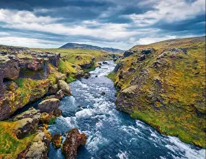 View from flying drone of Skoga river