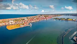 Lagoon Bay Prints: View from flying drone of Sottomarina town