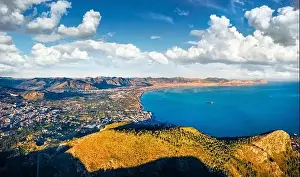 Palermo Prints: View from flying drone. Sunny morning cityscape of Palermo city