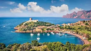 Splendid Prints: View from flying drone. Wonderful morning view of Port de Girolata - place