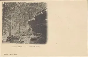 A view of Fontaine Guéry in the environs of Épinal shows a rural Vosges landscape where a local spring structure sits