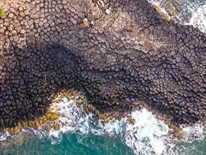 Rocky Beach Prints: View of Ganh Da Dia or Da Dia Reef is a seashore area of uniformly interlocking basalt rock columns located along