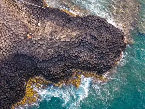 View of Ganh Da Dia or Da Dia Reef is a seashore area of uniformly interlocking basalt rock columns located along