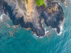 View of Ganh Da Dia or Da Dia Reef is a seashore area of uniformly interlocking basalt rock columns located along