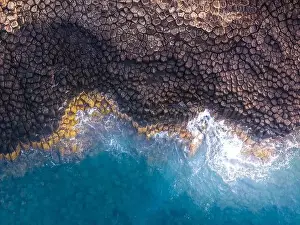 Rocky Beach Prints: View of Ganh Da Dia or Da Dia Reef is a seashore area of uniformly interlocking basalt rock columns located along