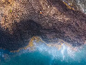 Rocky Beach Prints: View of Ganh Da Dia or Da Dia Reef is a seashore area of uniformly interlocking basalt rock columns located along