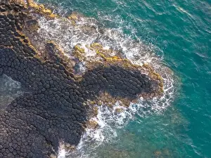 Rocky Beach Prints: View of Ganh Da Dia or Da Dia Reef is a seashore area of uniformly interlocking basalt rock columns located along