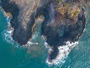 Rocky Beach Prints: View of Ganh Da Dia or Da Dia Reef is a seashore area of uniformly interlocking basalt rock columns located along
